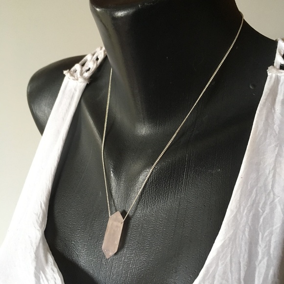 Rose Quartz Double Terminated Crystal Silver Chain - Picture 8 of 10